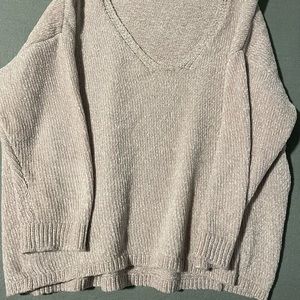Chenille V-neck sweater, really pretty beige/cream color, super soft